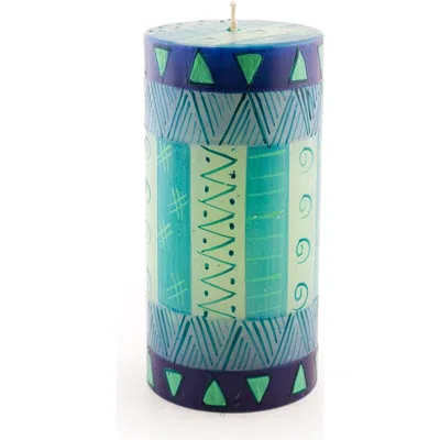 Thumbprint Artifacts Blue & Green Painted Candles