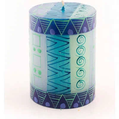 Thumbprint Artifacts Blue & Green Painted Candles