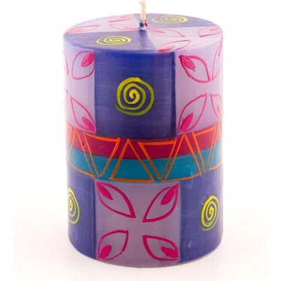 Thumbprint Artifacts Blue Moon Painted Pillar Candle