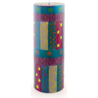 Thumbprint Artifacts Blue Moon Painted Pillar Candle