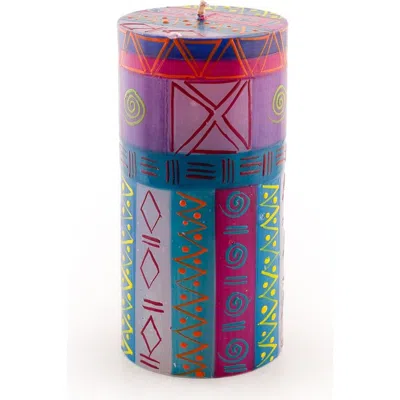 Thumbprint Artifacts Blue Moon Painted Pillar Candle