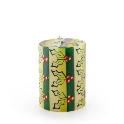 Thumbprint Artifacts Christmas Painted Pillar Candle