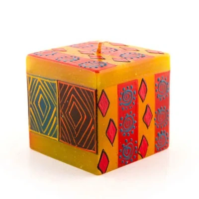 Thumbprint Artifacts Desert Rose Painted Cube Candle