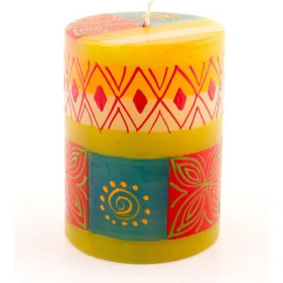 Thumbprint Artifacts Desert Rose Painted Pillar Candle