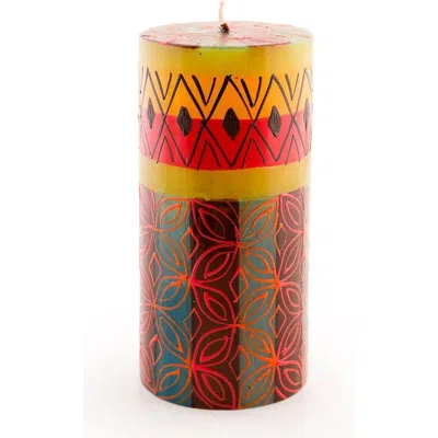 Thumbprint Artifacts Desert Rose Painted Pillar Candle