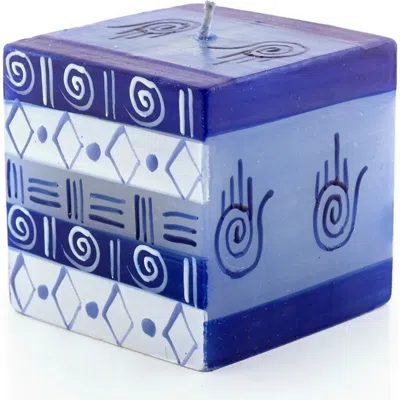 Thumbprint Artifacts Hamsa Painted Cube Candle