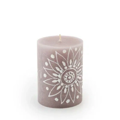 Thumbprint Artifacts Henna Brown Painted Pillar Candle