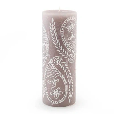Thumbprint Artifacts Henna Brown Painted Pillar Candle