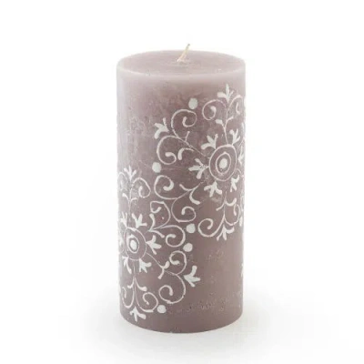 Thumbprint Artifacts Henna Brown Painted Pillar Candle