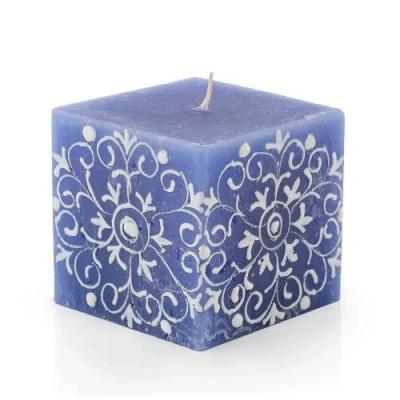 Thumbprint Artifacts Henna White On Blue Painted Candles