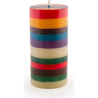 Thumbprint Artifacts Memphis Stripe Painted Candles