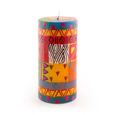 Thumbprint Artifacts Multi Color Painted Pillar Candle