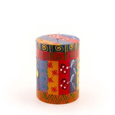 Thumbprint Artifacts Multi Color Painted Pillar Candle