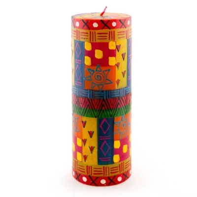 Thumbprint Artifacts Multi Color Painted Pillar Candle