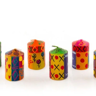 Thumbprint Artifacts Multi Color Painted Voltive Candles