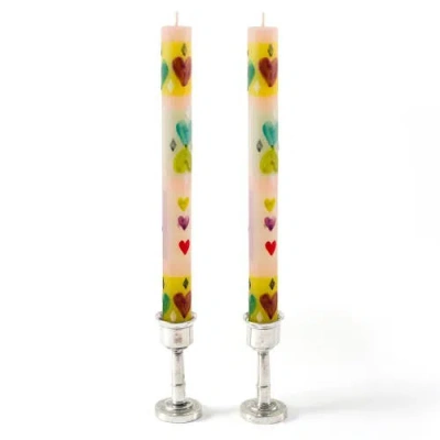 Thumbprint Artifacts Pastel Hearts Painted Candles