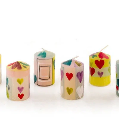 Thumbprint Artifacts Pastel Hearts Painted Voltive Candles