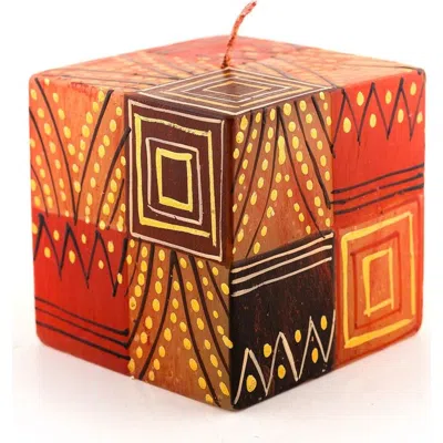Thumbprint Artifacts Safari Gold Painted Cube Candle