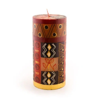 Thumbprint Artifacts Safari Gold Painted Pillar Candle