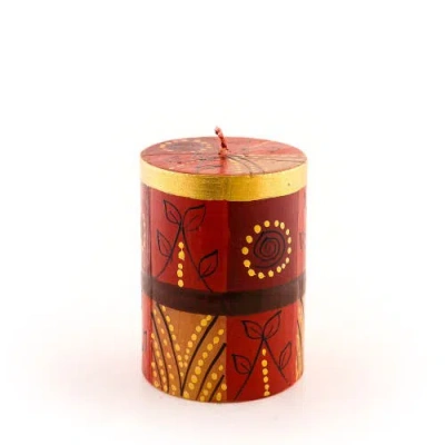 Thumbprint Artifacts Safari Gold Painted Pillar Candle