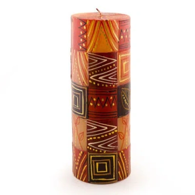 Thumbprint Artifacts Safari Gold Painted Pillar Candle