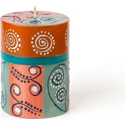 Thumbprint Artifacts Sari Painted Pillar Candle