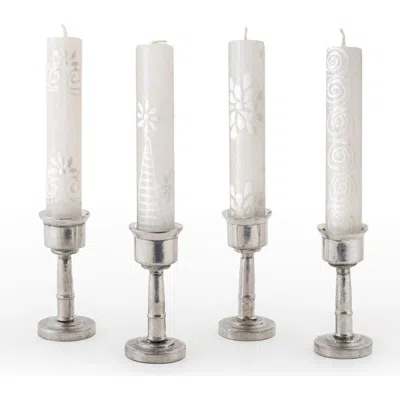 Thumbprint Artifacts Shabbat White On White Painted Candles