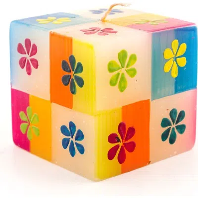 Thumbprint Artifacts Summer Painted Cube Candle