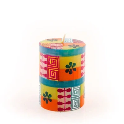 Thumbprint Artifacts Summer Painted Pillar Candle