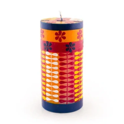 Thumbprint Artifacts Summer Painted Pillar Candle