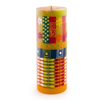 Thumbprint Artifacts Summer Painted Pillar Candle