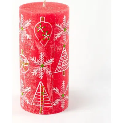Thumbprint Artifacts Whimsy Christmas Painted Pillar Candle