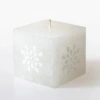Thumbprint Artifacts White On White Painted Cube Candle