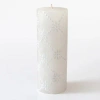 Thumbprint Artifacts White On White Painted Pillar Candle