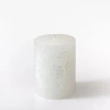 Thumbprint Artifacts White On White Painted Pillar Candle