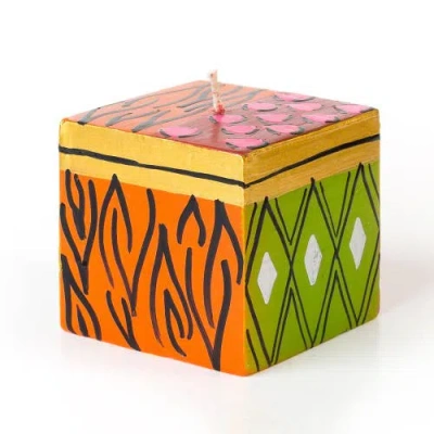 Thumbprint Artifacts Wild Animal Painted Cube Candle