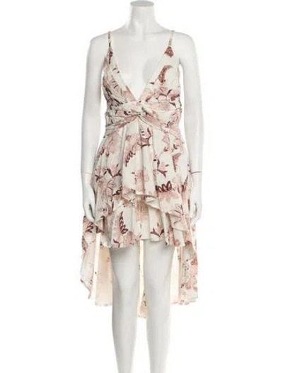 Pre-owned Thurley Floral Print Midi Length Dress In Neutral