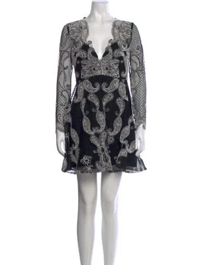 Pre-owned Thurley Lace Mini Dress In Black