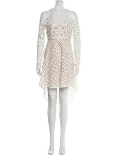 Pre-owned Thurley Lace Pattern Long Dress In Neutral