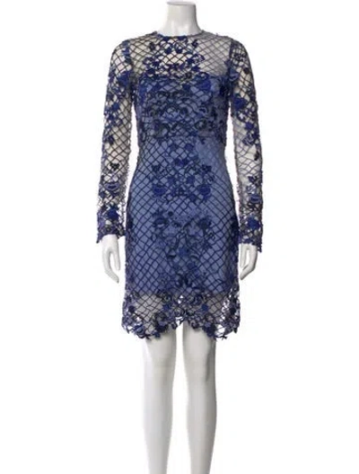 Pre-owned Thurley Lace Pattern Mini Dress In Blue
