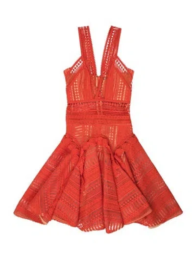 Pre-owned Thurley Lace Pattern Mini Dress In Orange