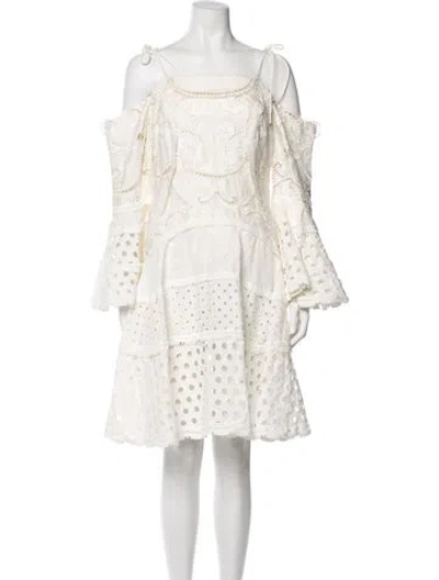 Pre-owned Thurley Linen Knee-length Dress In Neutral