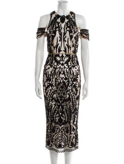 Pre-owned Thurley Mesh Long Dress In Black