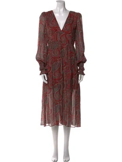 Pre-owned Thurley Paisley Print Midi Length Dress In Red