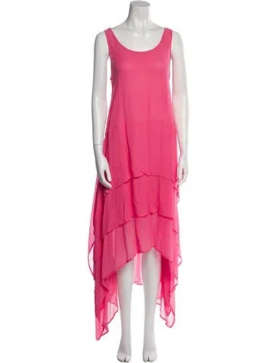 Pre-owned Thurley Scoop Neck Long Dress In Pink
