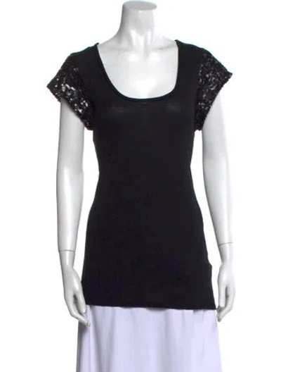 Pre-owned Thurley Scoop Neck Short Sleeve T-shirt In Black