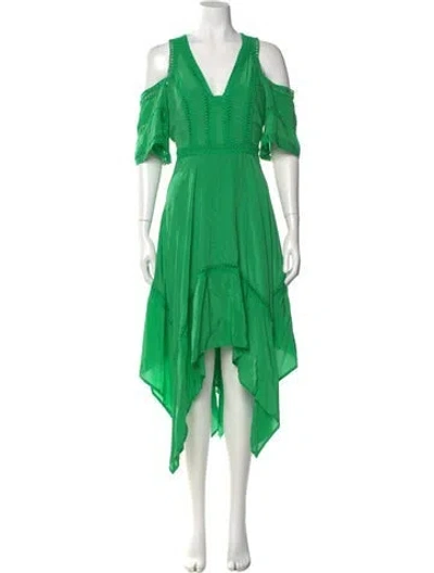 Pre-owned Thurley Silk Long Dress In Green