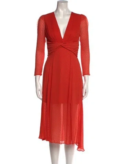 Pre-owned Thurley Silk Midi Length Dress In Orange