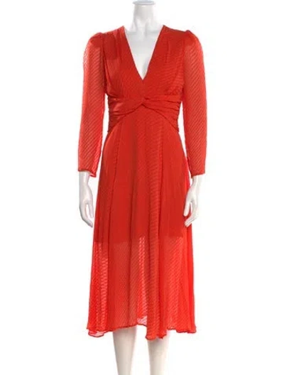 Pre-owned Thurley Silk Midi Length Dress In Orange