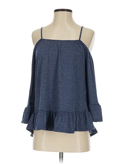 Pre-owned Thyme And Honey Tank Top Blue Cold Shoulder Neckline Tops